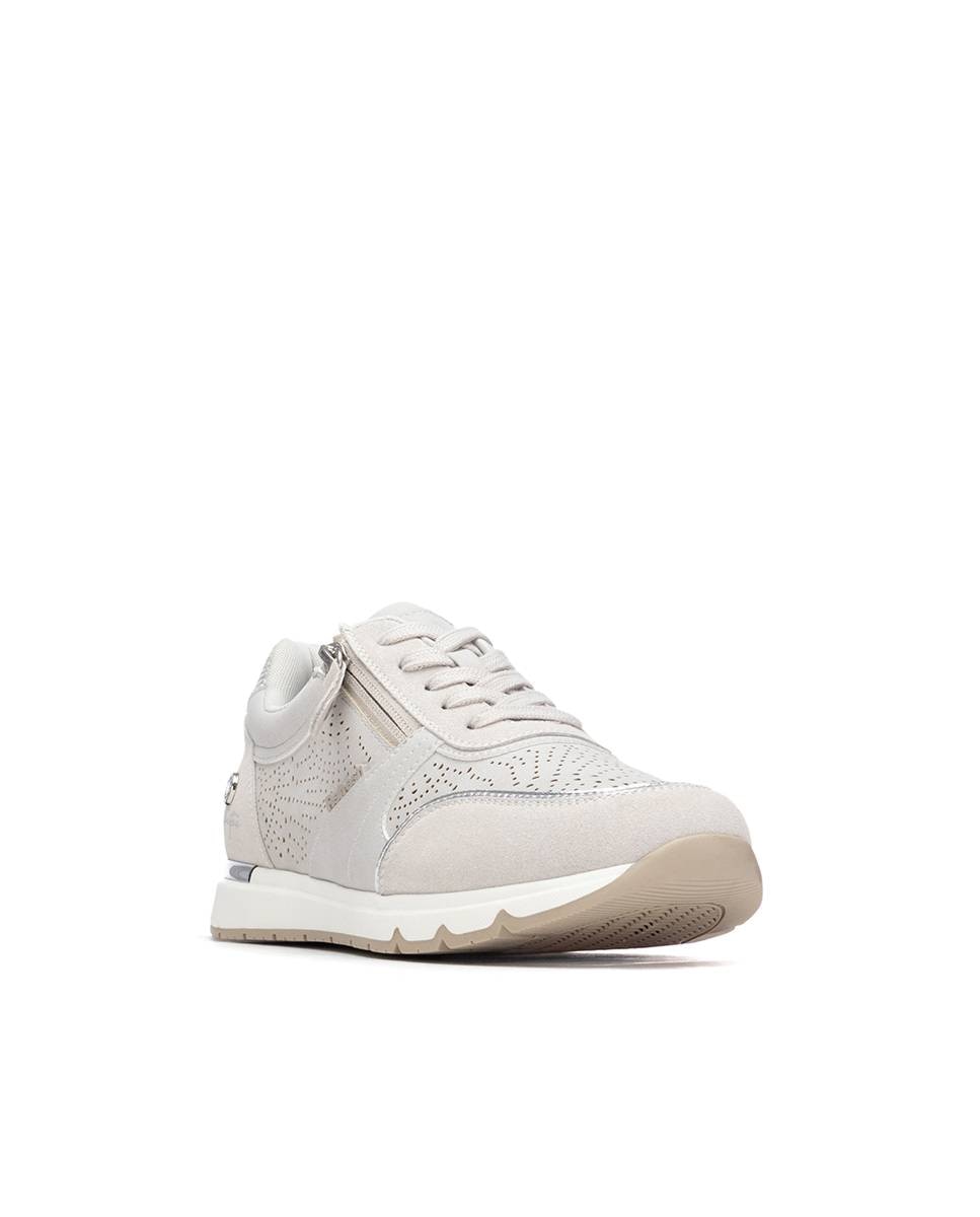 Zapatillas básicas de mujer con cordones y cremallera lateral - Refresh - Blanco Blanco-3