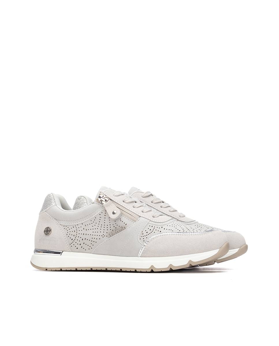 Zapatillas básicas de mujer con cordones y cremallera lateral - Refresh - Blanco Blanco-4