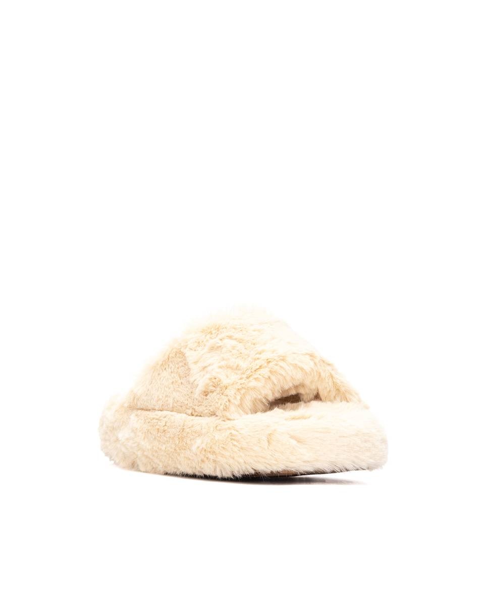 Zapatilla de casa de mujer con pelo - Xti - Beige Beige-4