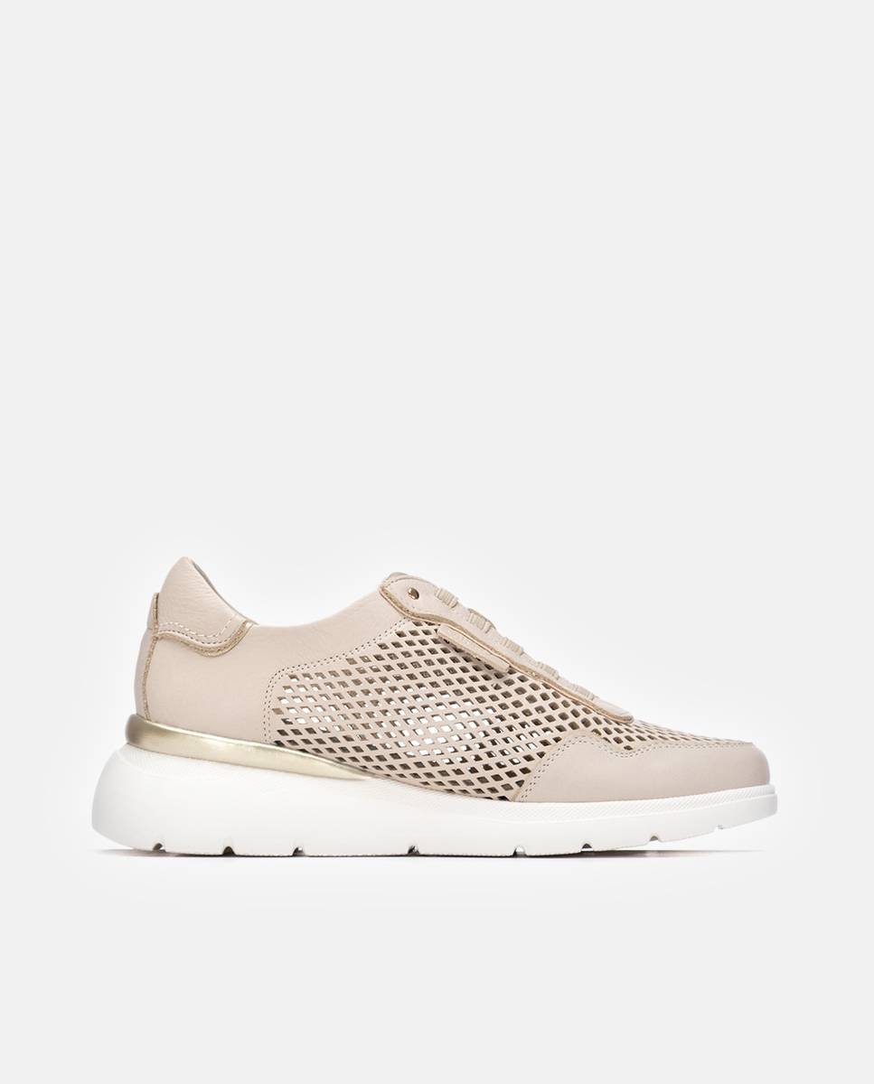 Imagen 1 de Zapatillas básicas de mujer de piel con cordones - Carmela - Beige Beige