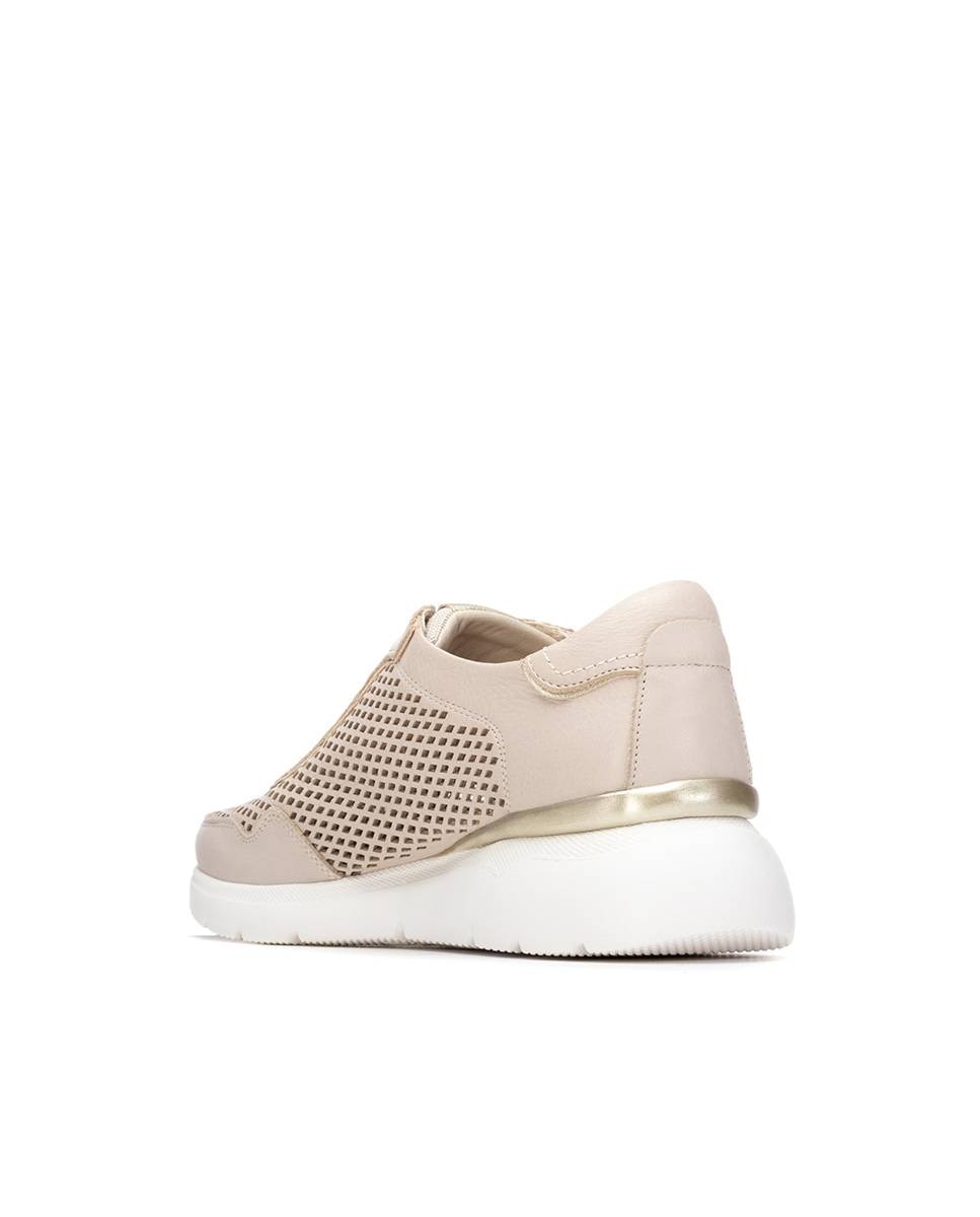 Imagen 2 de Zapatillas básicas de mujer de piel con cordones - Carmela - Beige Beige