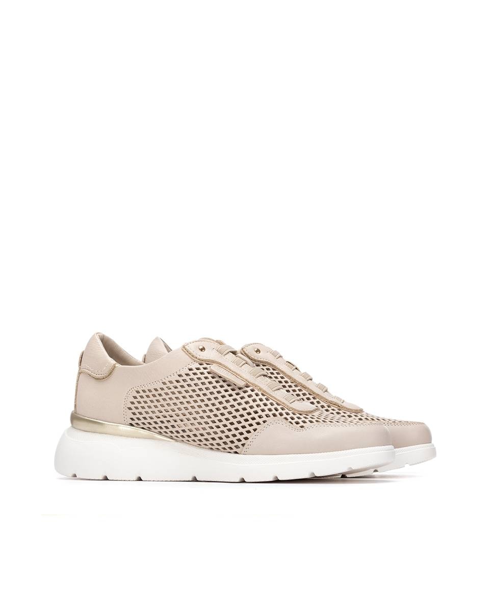 Imagen 4 de Zapatillas básicas de mujer de piel con cordones - Carmela - Beige Beige