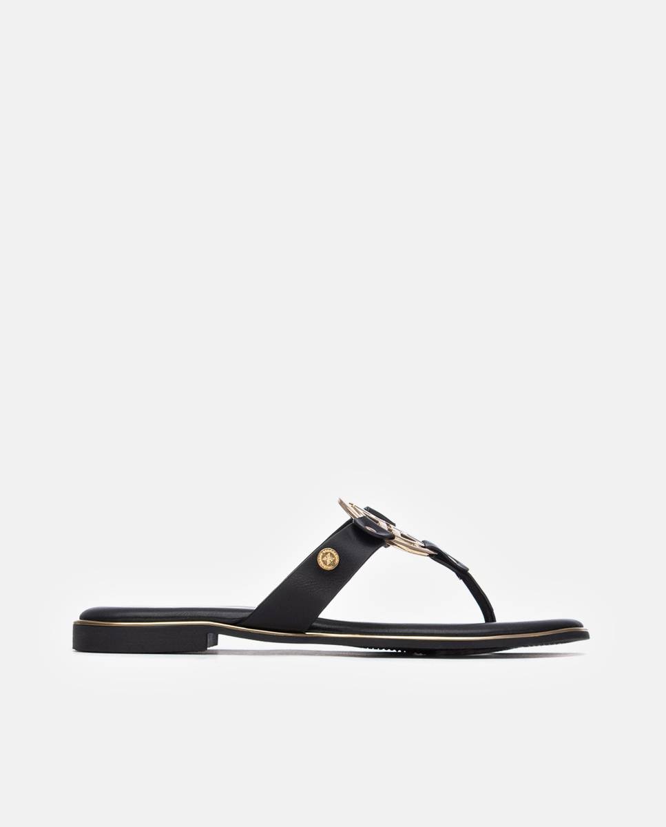 Sandalias planas de dedo de mujer - Xti - Negro Negro-1