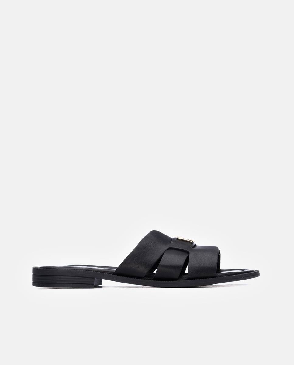 Sandalias planas de mujer de piel - Carmela - Negro Negro-1