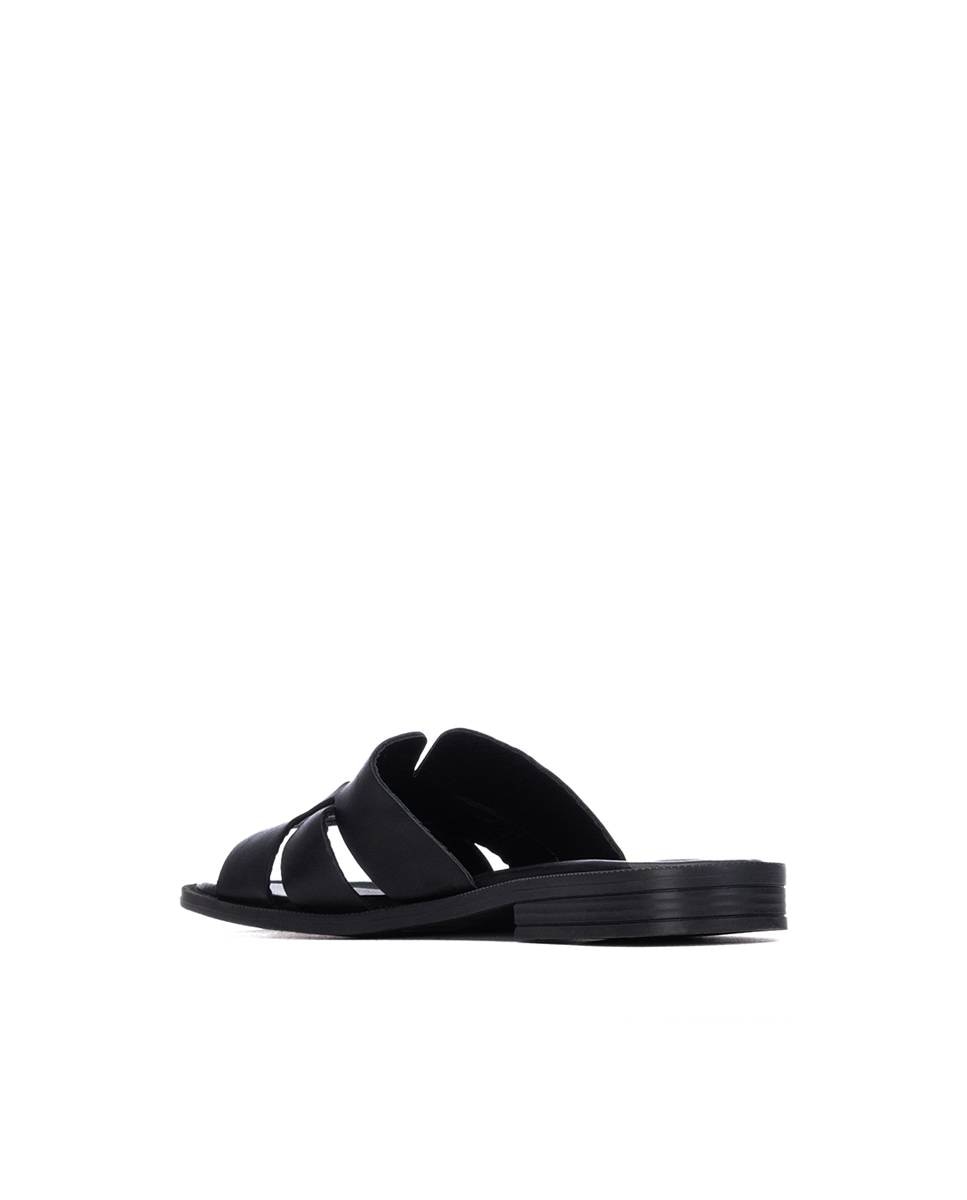 Sandalias planas de mujer de piel - Carmela - Negro Negro-4