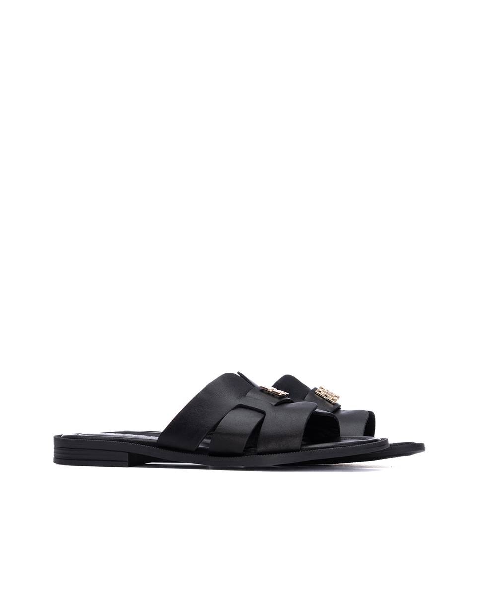 Sandalias planas de mujer de piel - Carmela - Negro Negro-5