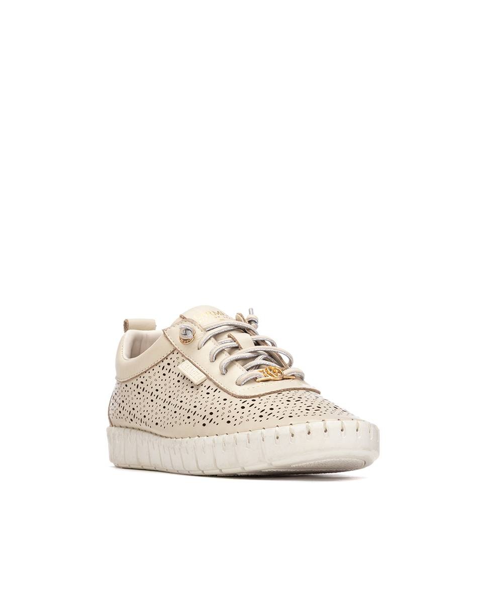 Imagen 3 de Zapatillas básicas de mujer de piel con cordones - Carmela - Beige Beige