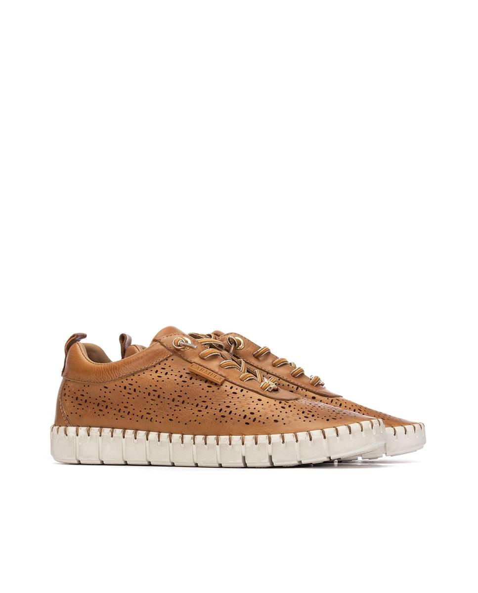 Imagen 5 de Zapatillas básicas de mujer de piel con cordones - Carmela - Camel Camel