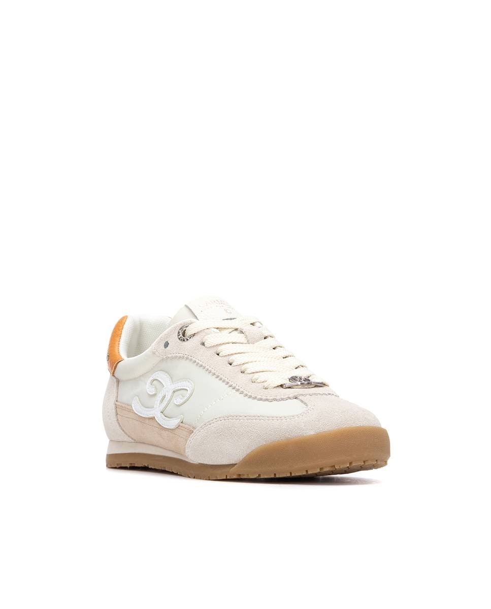 Zapatillas básicas de mujer de piel con cordones - Carmela - Beige Beige-3