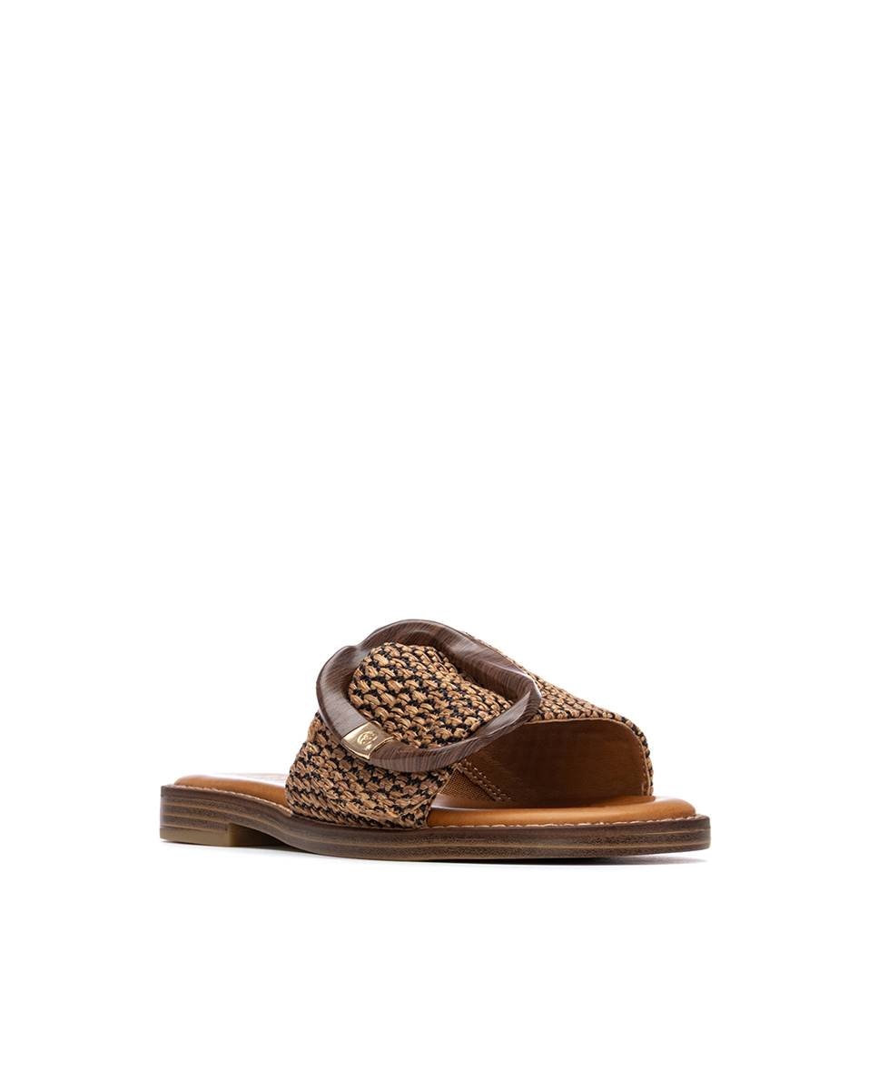 Sandalias planas de mujer con pala ancha - Carmela - Camel Camel-3