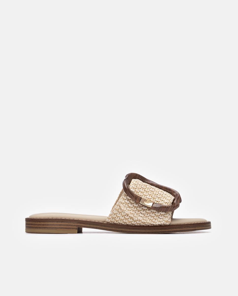 Sandalias planas de mujer con pala ancha - Carmela - Beige Beige-1