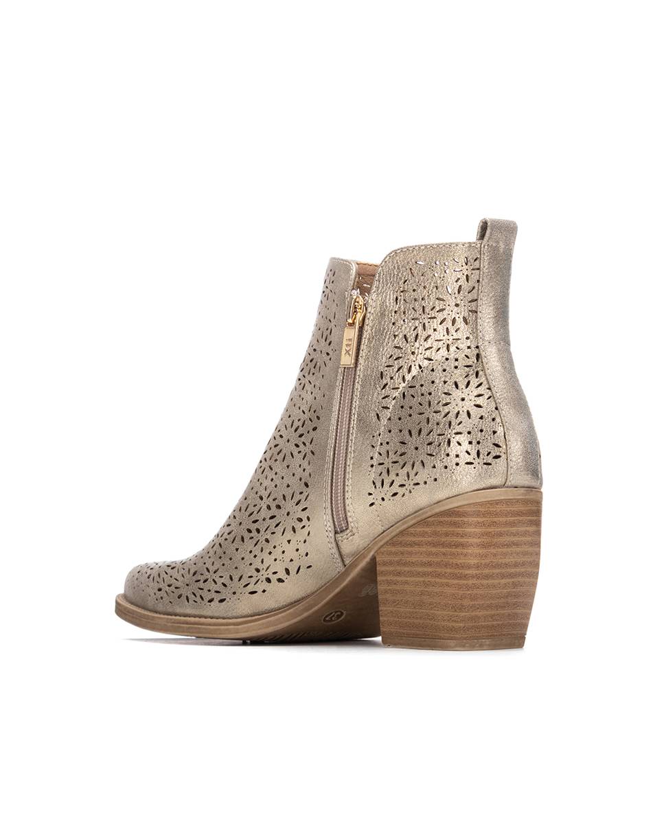 Botines básicos de mujer con tacón y cremallera - Xti - Oro Oro-2