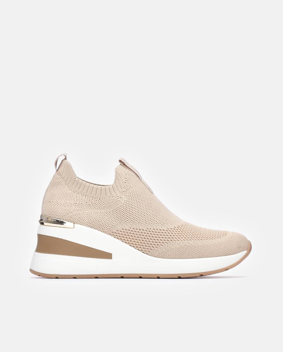 Zapatillas con cuña de mujer elásticas - Xti - Beige Beige-1
