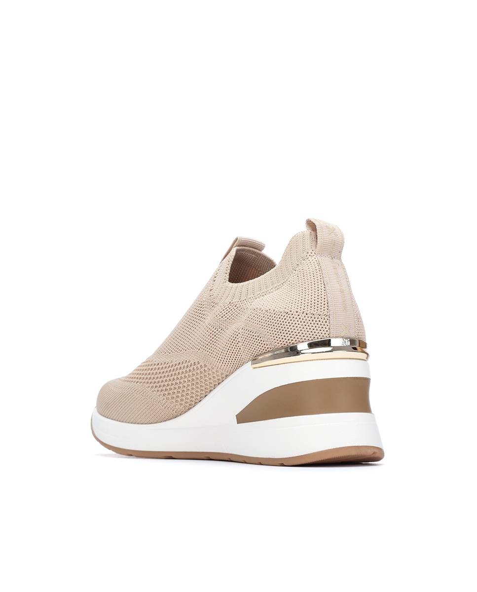 Zapatillas con cuña de mujer elásticas - Xti - Beige Beige-2