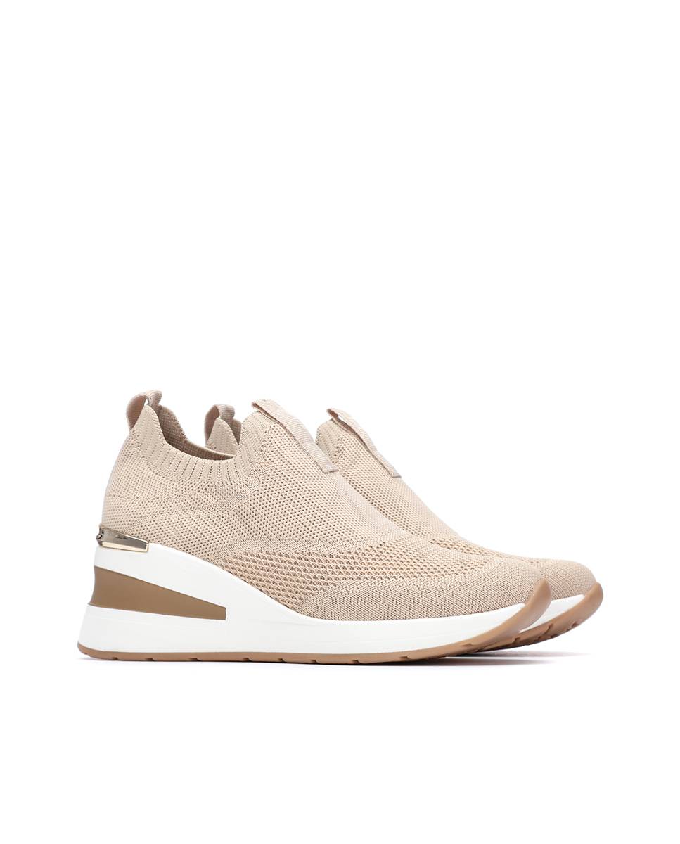 Zapatillas con cuña de mujer elásticas - Xti - Beige Beige-4