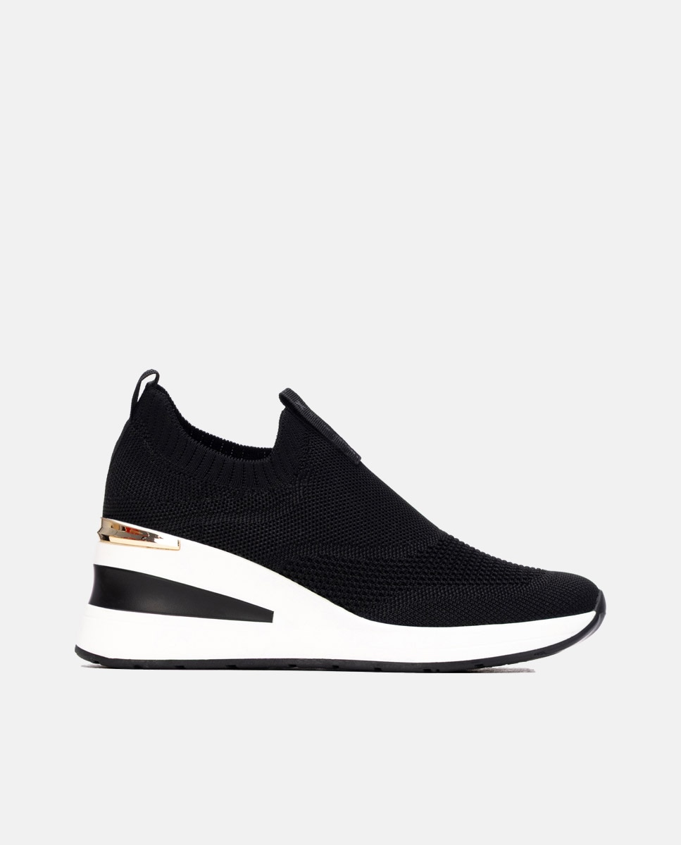 Zapatillas elásticas de mujer con cuña sin cordones - Xti - Negro Negro-1