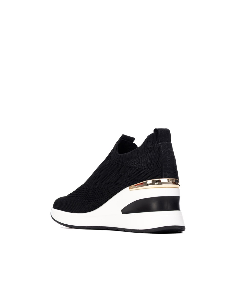 Zapatillas elásticas de mujer con cuña sin cordones - Xti - Negro Negro-2