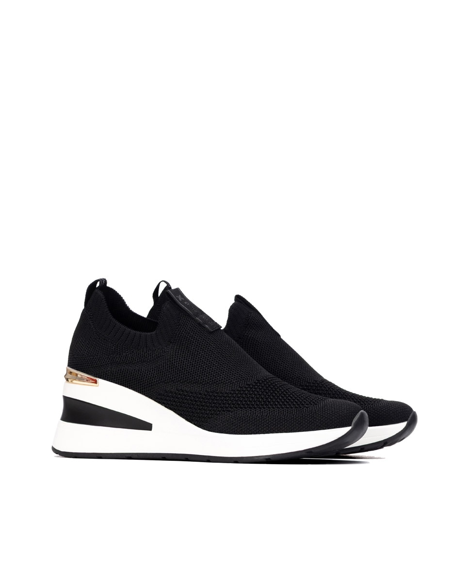 Zapatillas elásticas de mujer con cuña sin cordones - Xti - Negro Negro-4