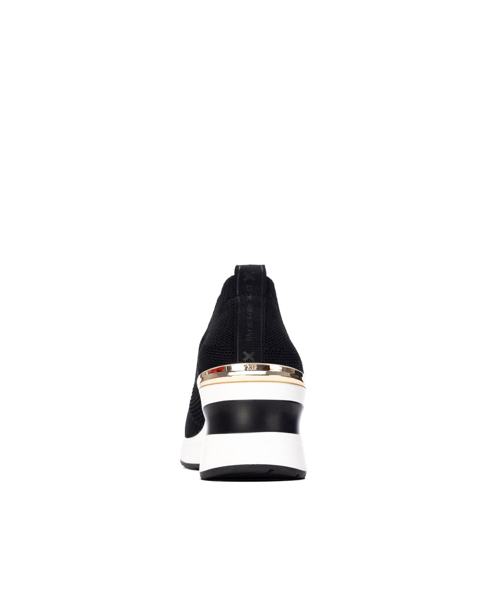 Zapatillas elásticas de mujer con cuña sin cordones - Xti - Negro Negro-6