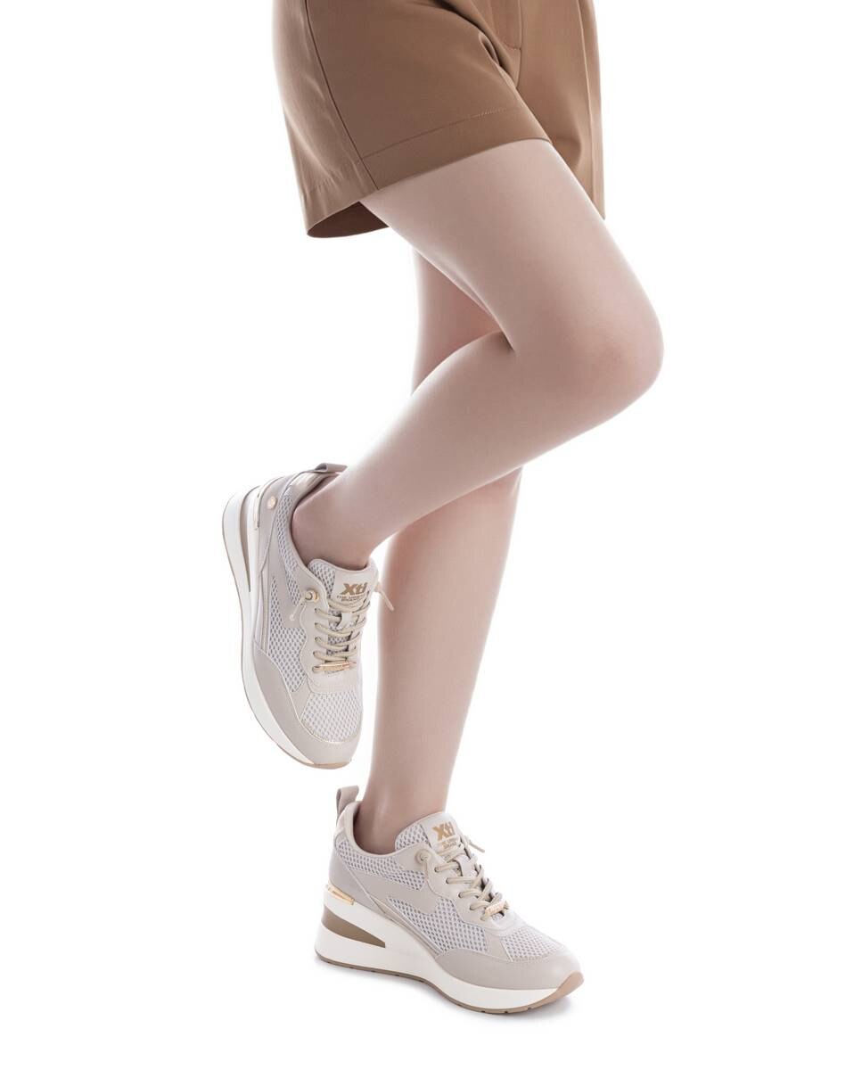 Zapatillas con cuña de mujer con cordones - Xti - Beige Beige-2