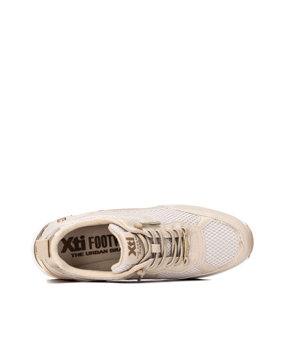 Zapatillas con cuña de mujer con cordones - Xti - Beige Beige-8