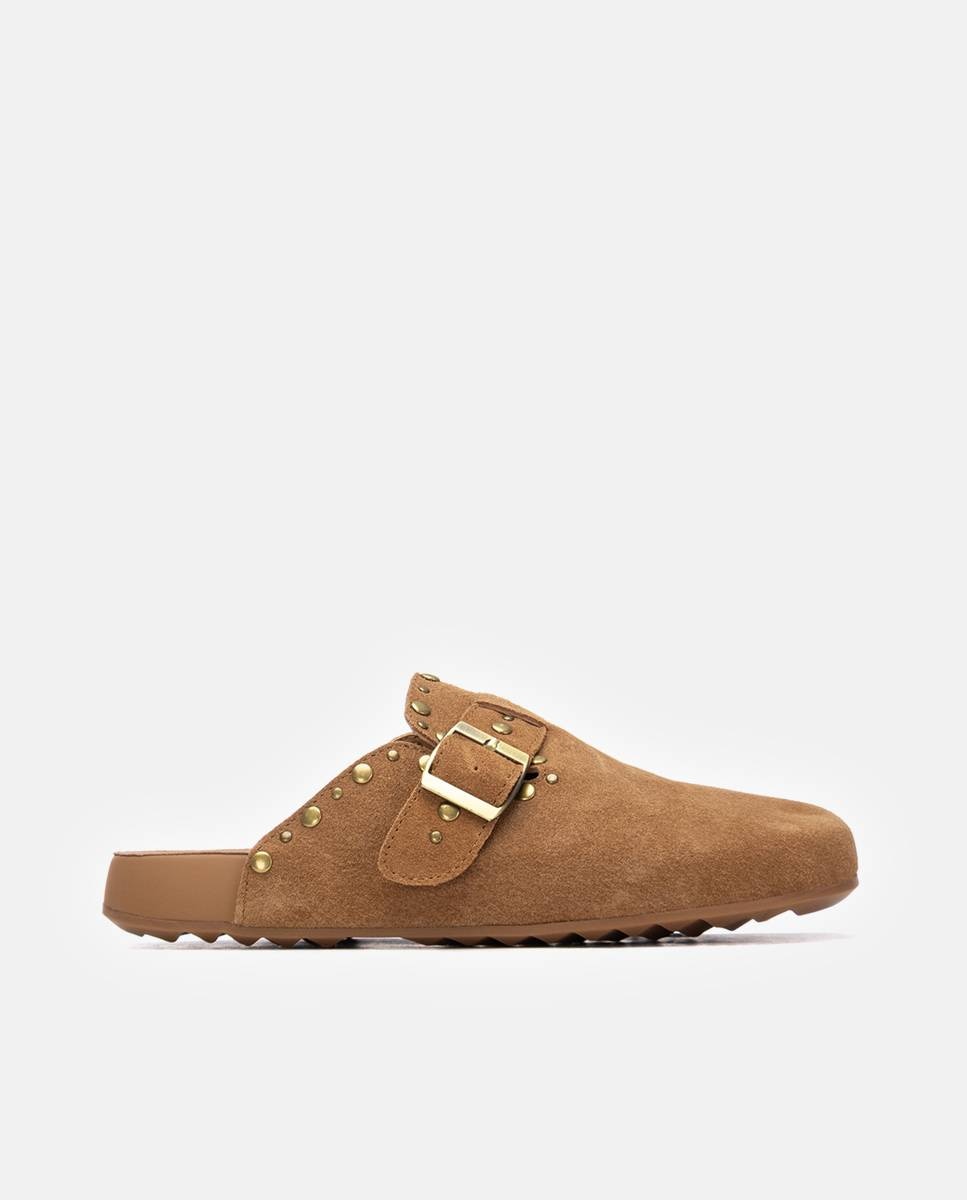 Imagen 0 de Zuecos planos de mujer de piel Camel