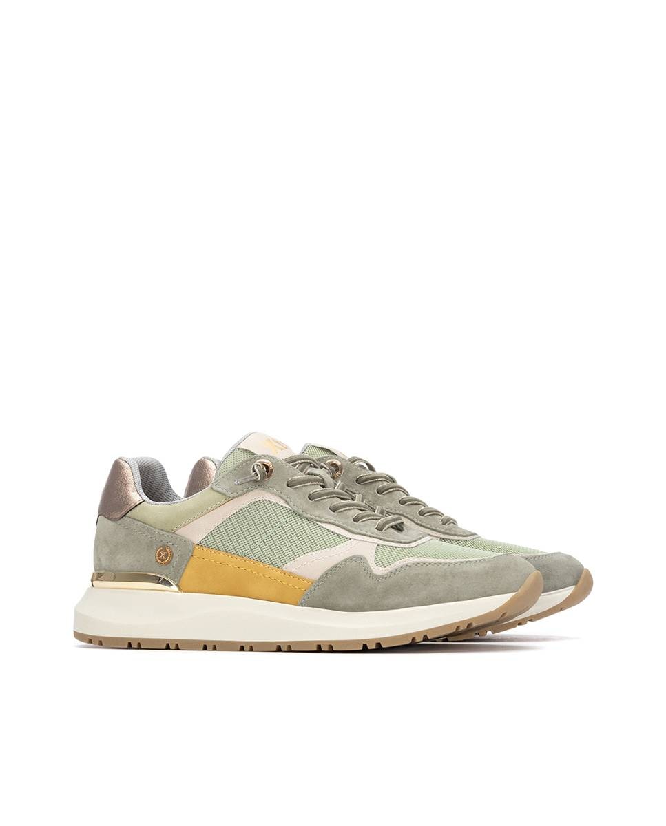 Zapatillas básicas de mujer con cordones - Xti - Kaki Kaki-5