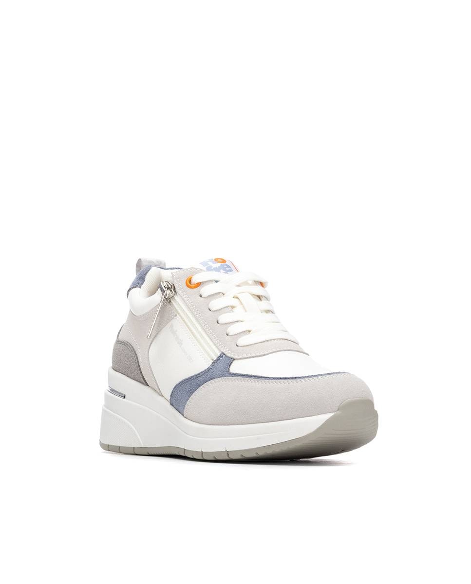 Imagen 3 de Zapatillas básicas de mujer con cuña y cordones - Refresh - Blanco Blanco