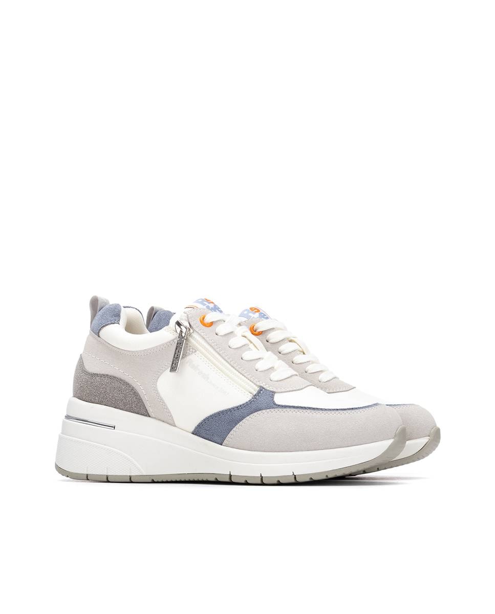 Imagen 4 de Zapatillas básicas de mujer con cuña y cordones - Refresh - Blanco Blanco