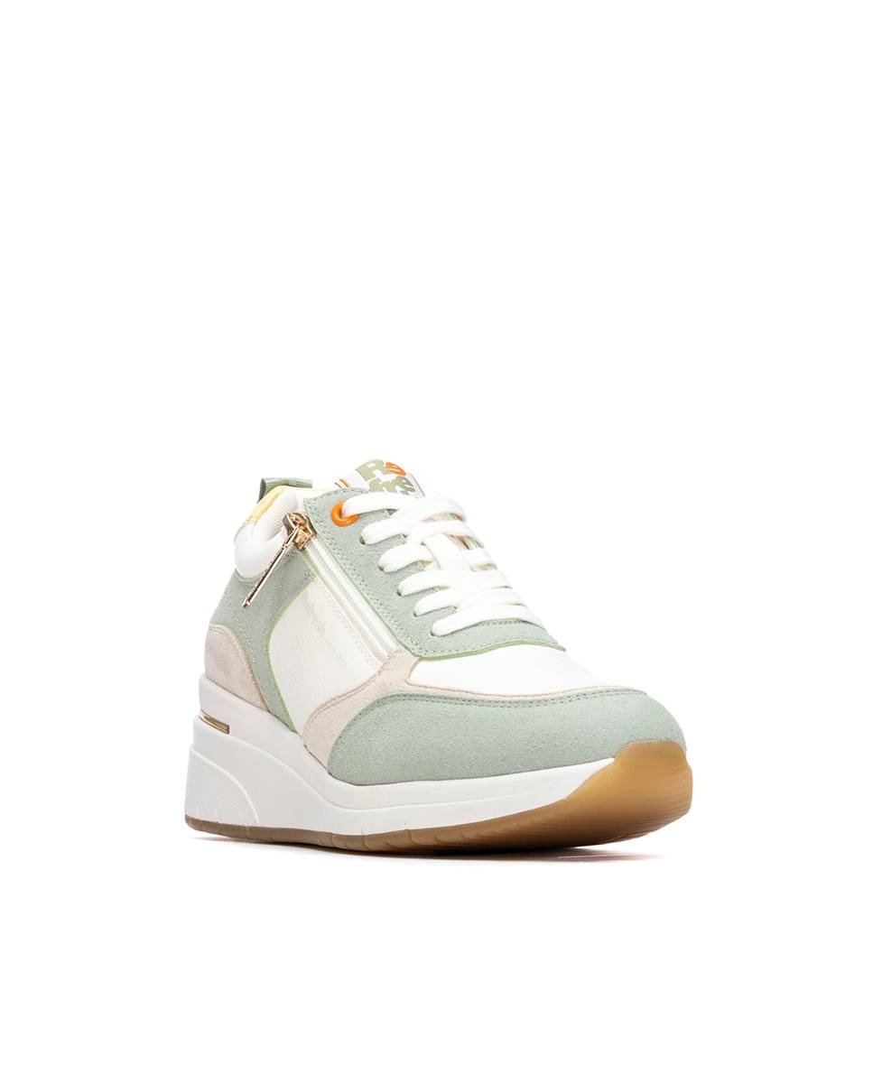 Imagen 3 de Zapatillas básicas de mujer con cuña y cordones - Refresh - Verde Verde