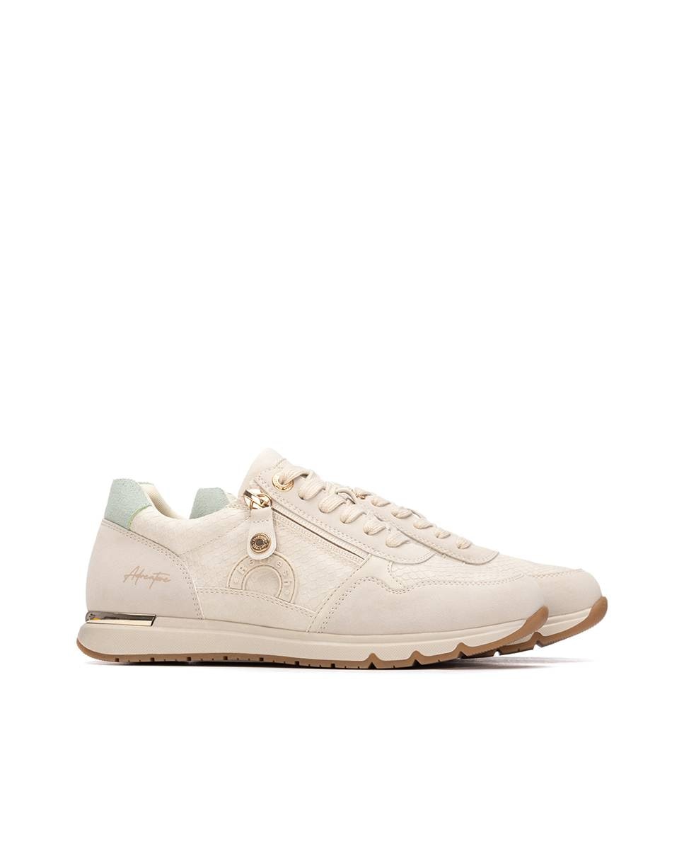 Zapatillas básicas de mujer con cremallera - Refresh - Beige Beige-4