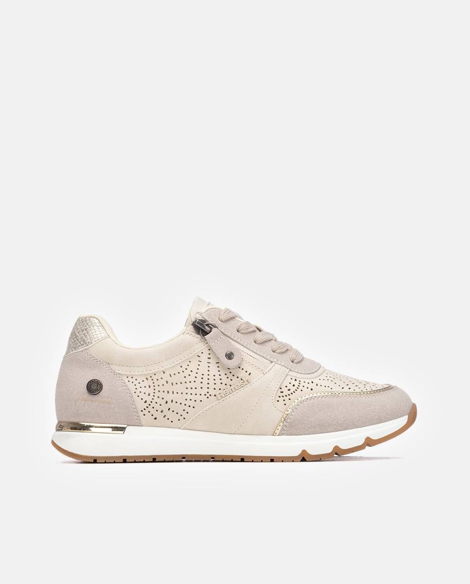 Zapatillas básicas de mujer con cremallera - Refresh - Beige Beige-1