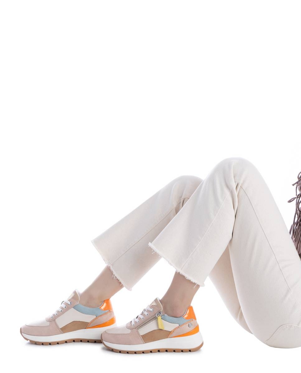 Zapatillas básicas de mujer con cremallera - Refresh - Beige/Marrón Beige/Marrón-2