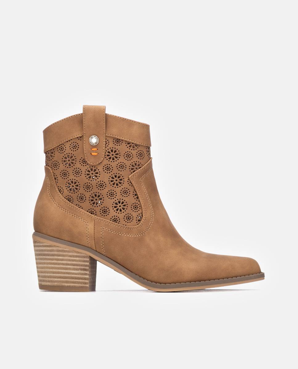 Botines básicos de mujer con tacón estilo cowboy - Refresh - Camel Camel-1