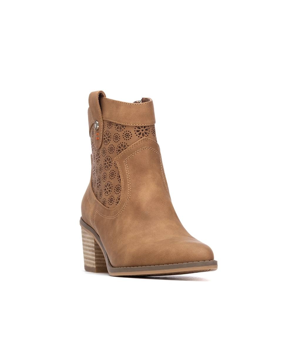 Botines básicos de mujer con tacón estilo cowboy - Refresh - Camel Camel-3