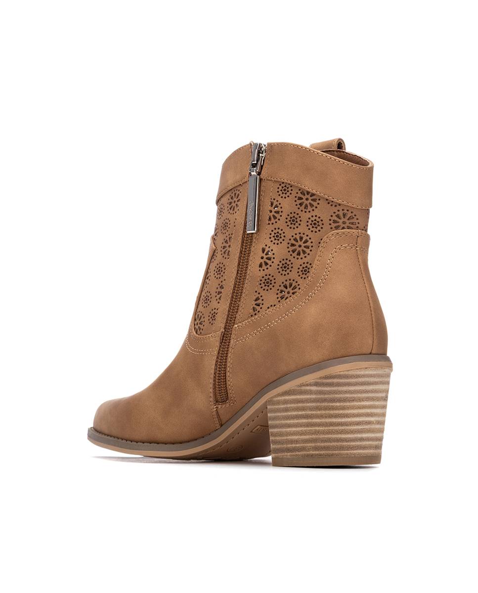 Botines básicos de mujer con tacón estilo cowboy - Refresh - Camel Camel-2