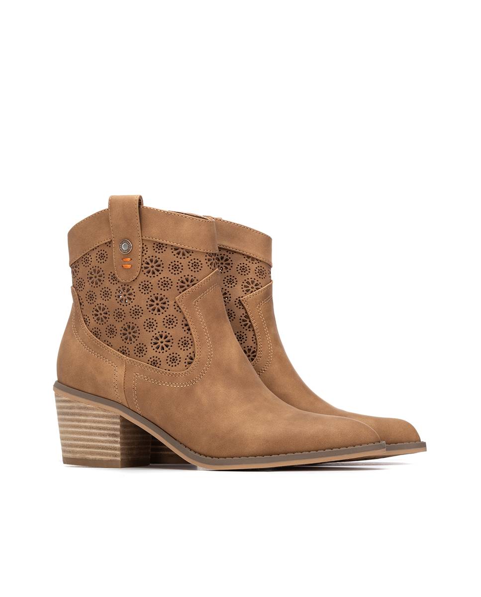 Botines básicos de mujer con tacón estilo cowboy - Refresh - Camel Camel-4