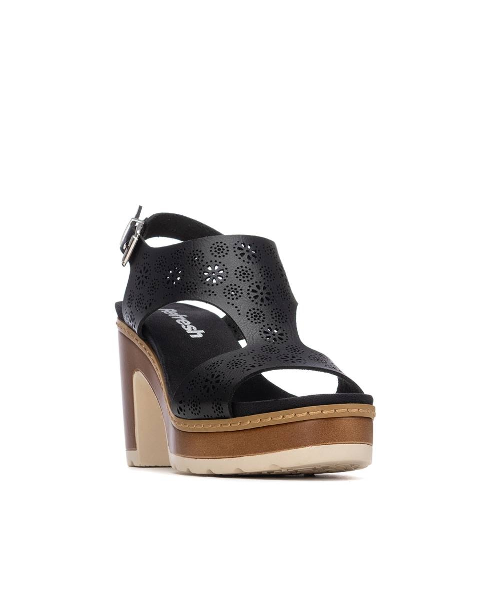 Sandalias con tacón de mujer y cierre de hebilla - Refresh - Negro Negro-3