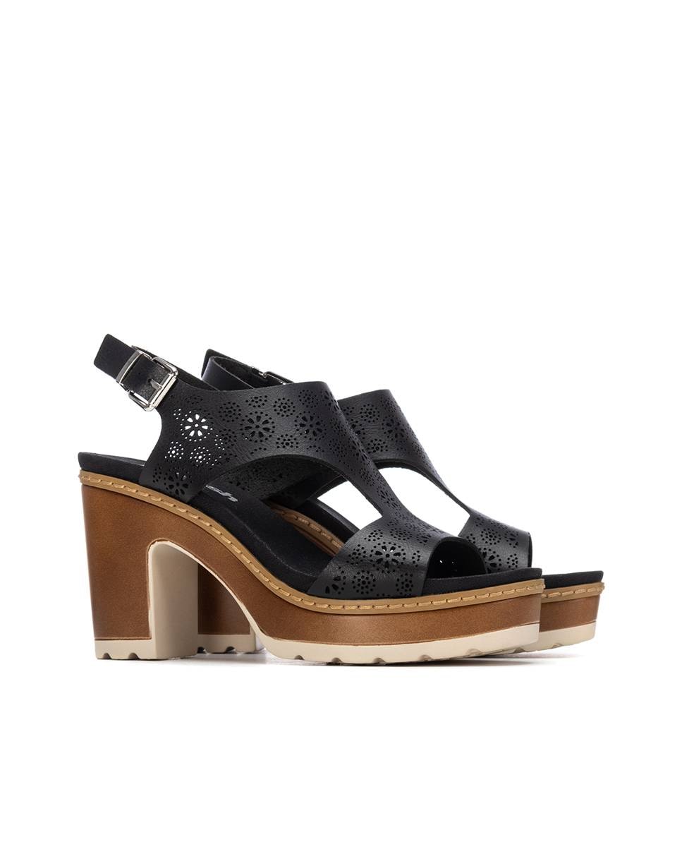 Sandalias con tacón de mujer y cierre de hebilla - Refresh - Negro Negro-4