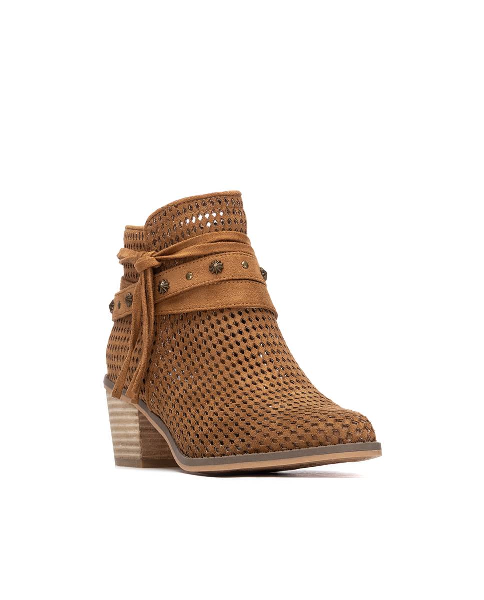 Botines de mujer con tacón estilo cowboy - Refresh - Camel Camel-3