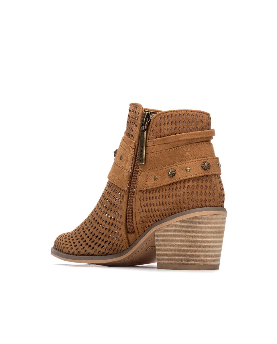Botines de mujer con tacón estilo cowboy - Refresh - Camel Camel-2
