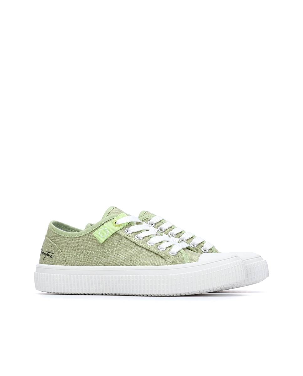 Zapatillas de mujer de lona con cordones - Refresh - Verde Verde-4