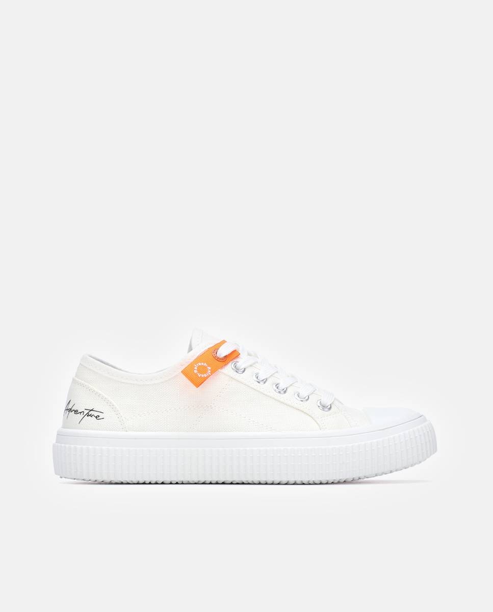 Zapatillas de mujer de lona con cordones - Refresh - Blanco Blanco-1