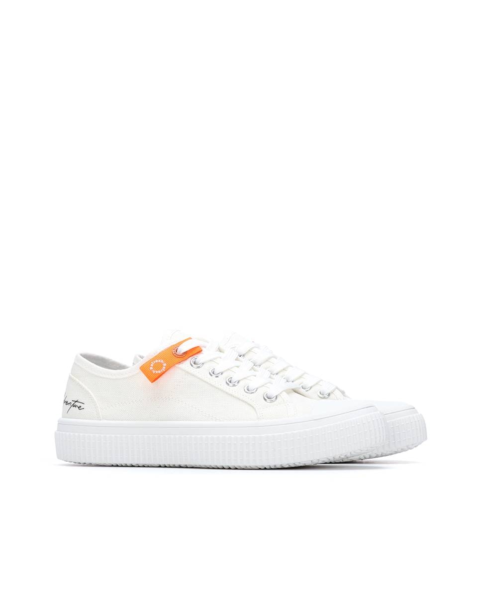 Zapatillas de mujer de lona con cordones - Refresh - Blanco Blanco-4