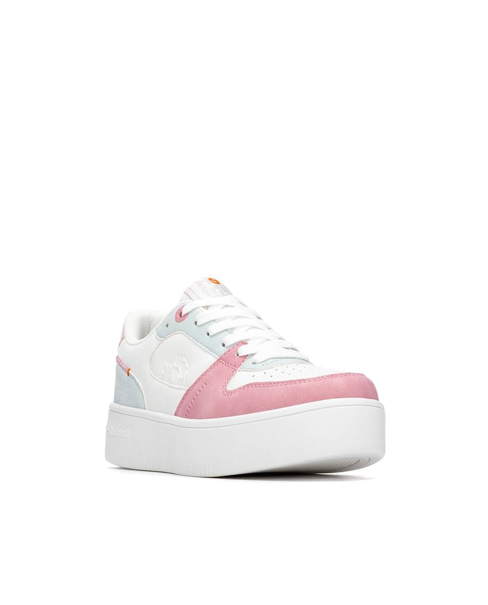 Zapatillas básicas de mujer con cordones - Refresh - Blanco / Rosa Blanco / Rosa-3