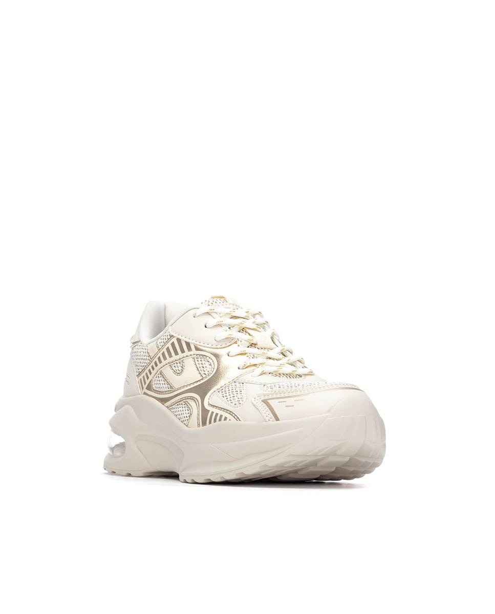 Zapatillas básicas de mujer con cordones - Refresh - Blanco Beige-3