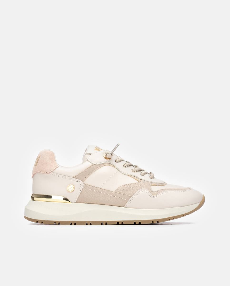 Zapatillas básicas de mujer con cordones - Xti - Beige Beige-1
