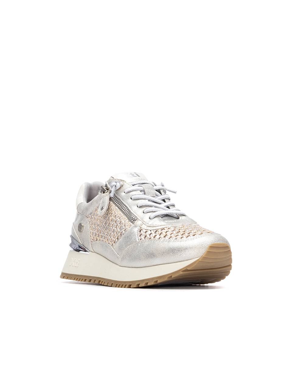 Zapatillas con cuña de mujer con cordones - Xti - Beige Beige-3
