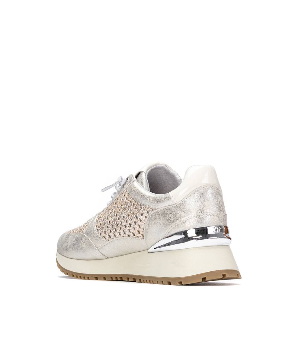 Zapatillas con cuña de mujer con cordones - Xti - Beige Beige-2