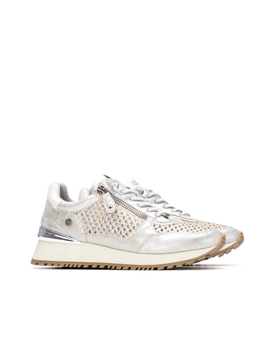 Zapatillas con cuña de mujer con cordones - Xti - Beige Beige-4